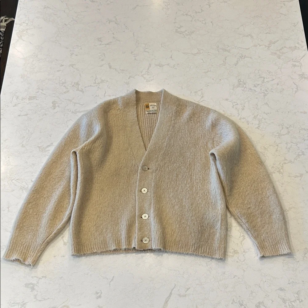 VTG Penney’s Towncraft Women’s Cream Cardigan Wool Mohair Cobain Sweater XL